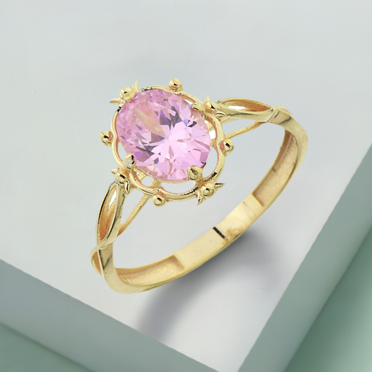 Oval Solitaire Pink Tourmaline Cocktail Ring