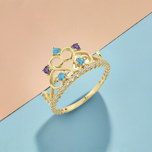 Birthstone Princess Tiara Ring