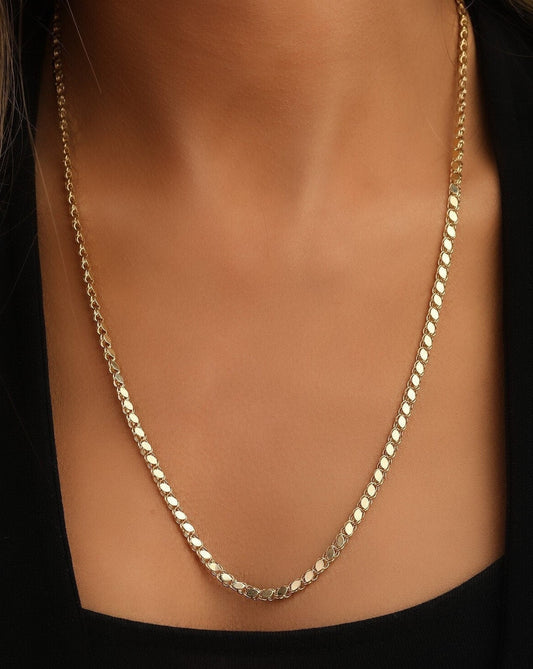 Elegant 14K Gold Italian Mirror Chain - Italian Mirror Sequin Necklace-Sparkly Sequin Necklace, Fine Jewelry, Anniversary Gift-Wedding Gift