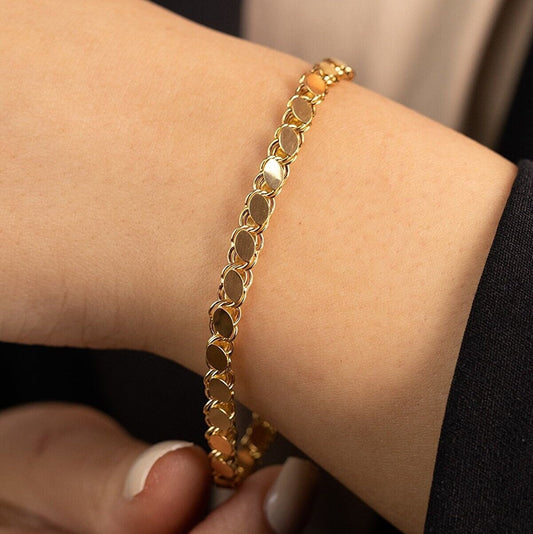 14K Gold Sequin Chain Bracelet