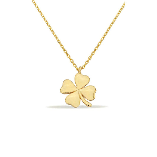 14K Gold Clover Charm Necklace
