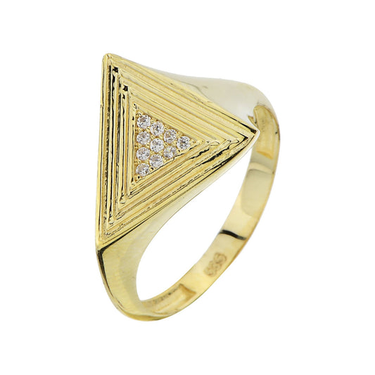 14K Gold Triangle Signet Ring