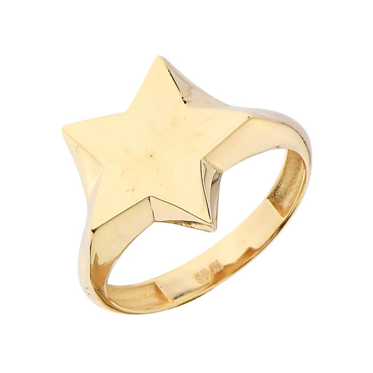 14K Gold Star Signet Pinky Ring